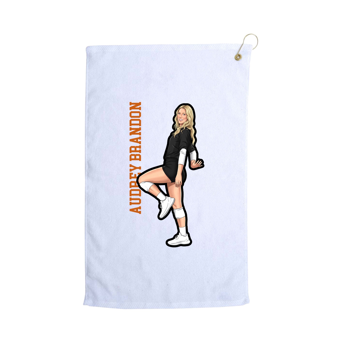 Golf Towel — Name Vertical in White