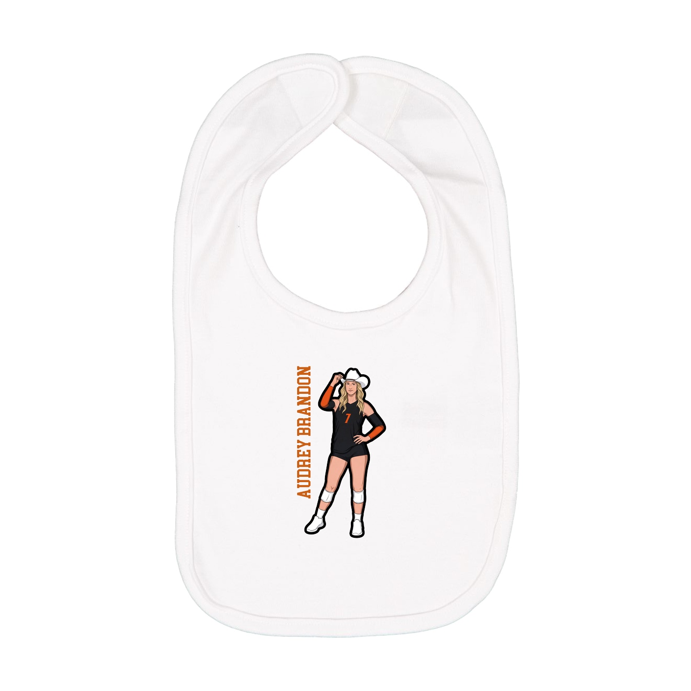 Infant Bib — Name Vertical in White