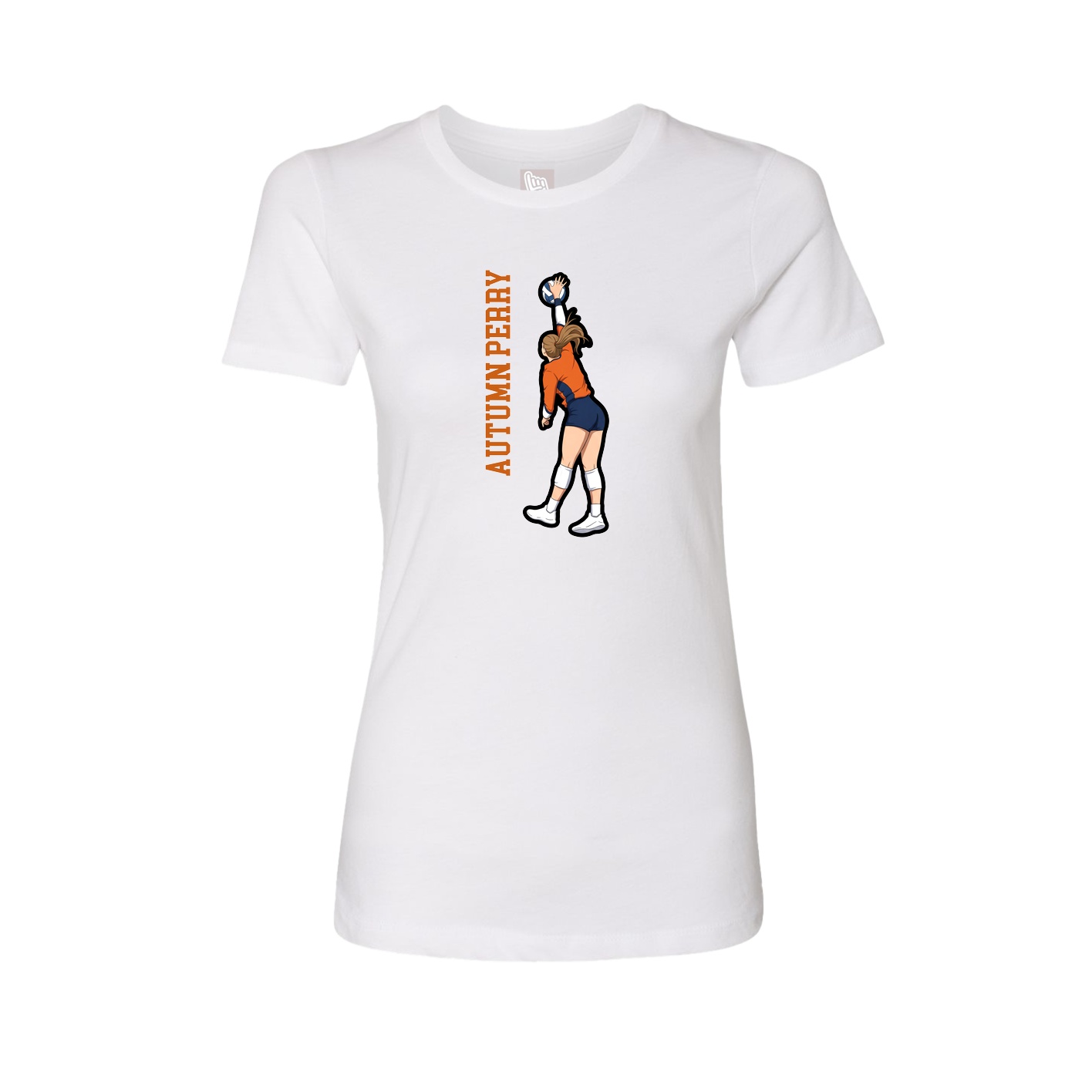 Fitted Women's Tee — Name Vertical in White