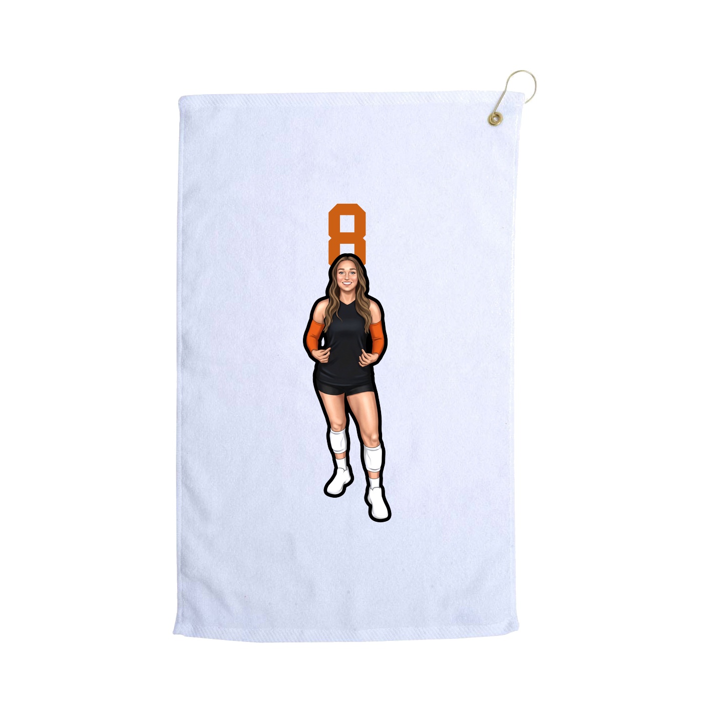 Golf Towel — Number Top in White