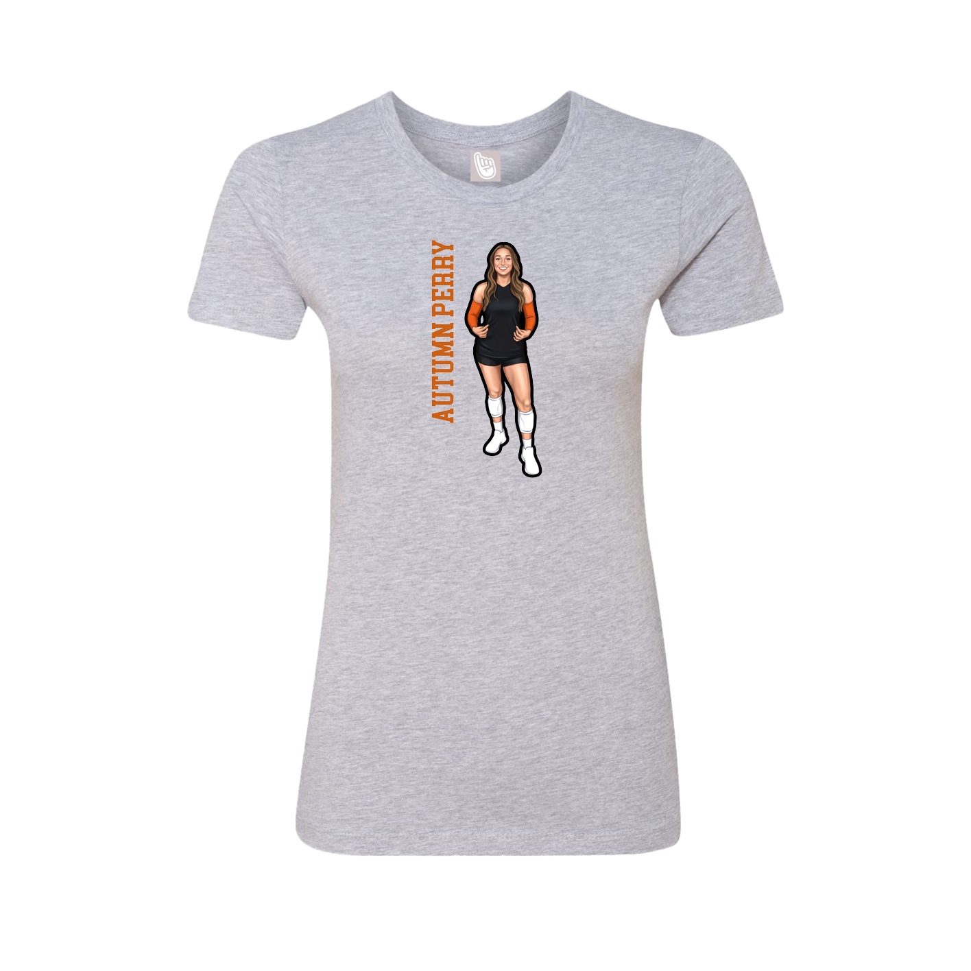 Fitted Women's Tee — Name Vertical in Grey