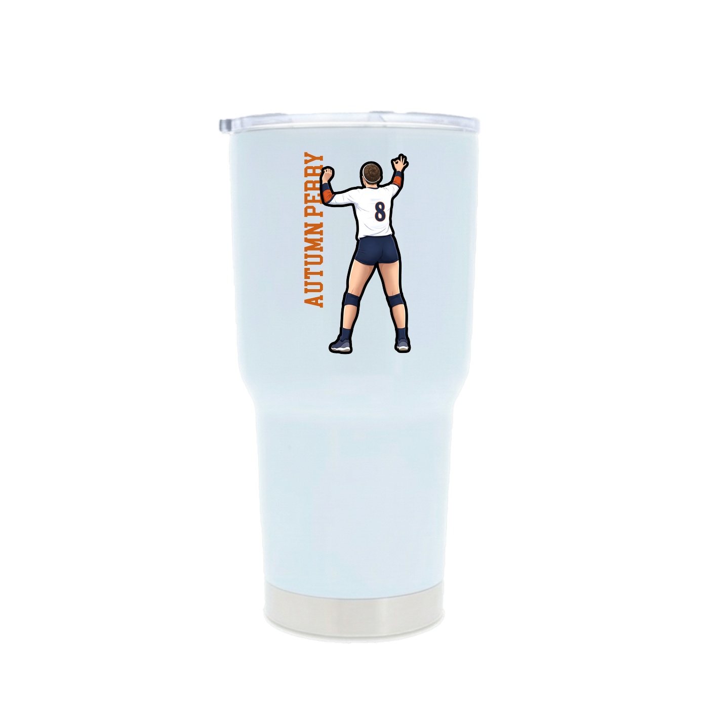 30oz Stainless Steel Tumbler — Name Vertical in White