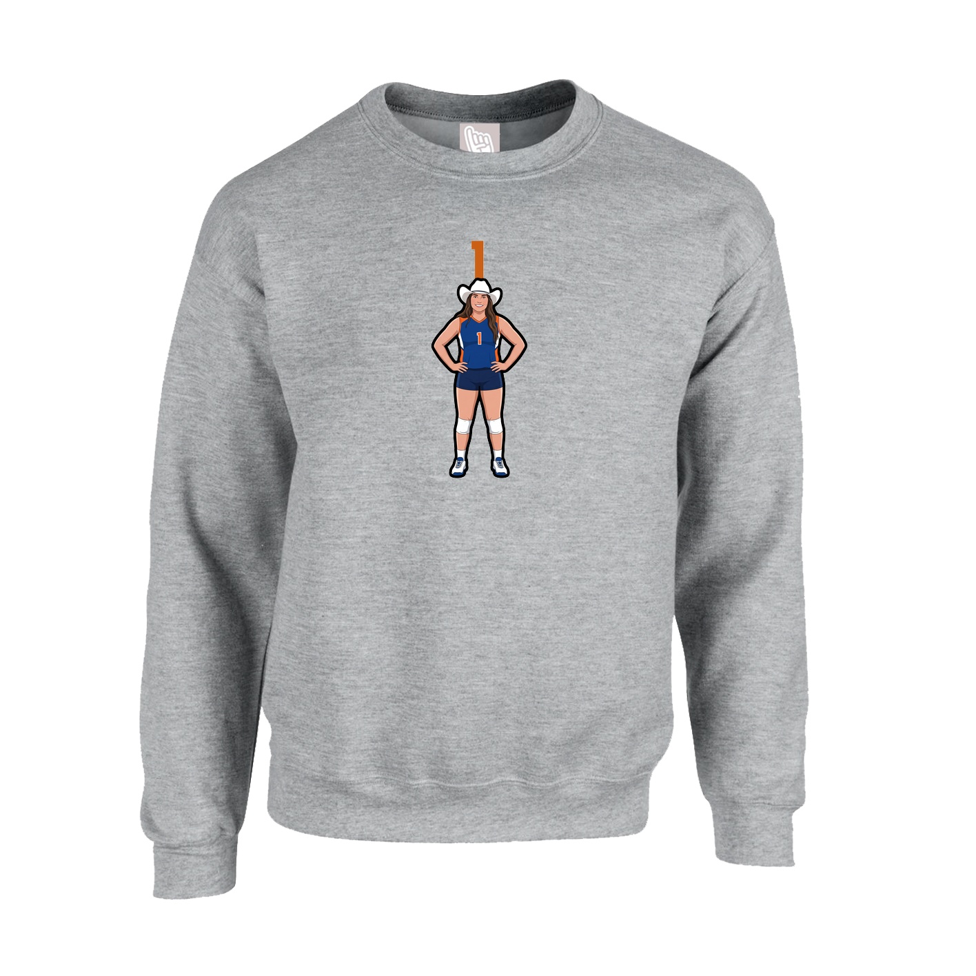 Fleece Crew — Number Top in Grey
