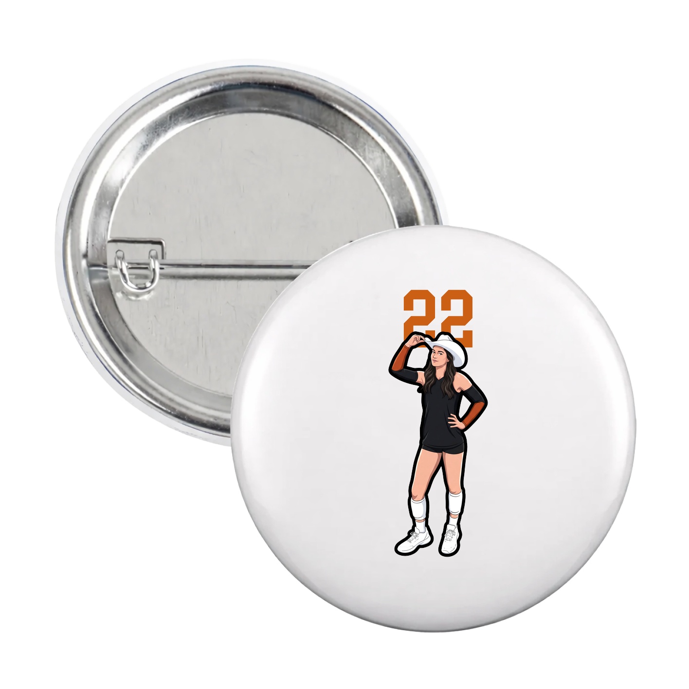 Game Day Button — Number Top in White