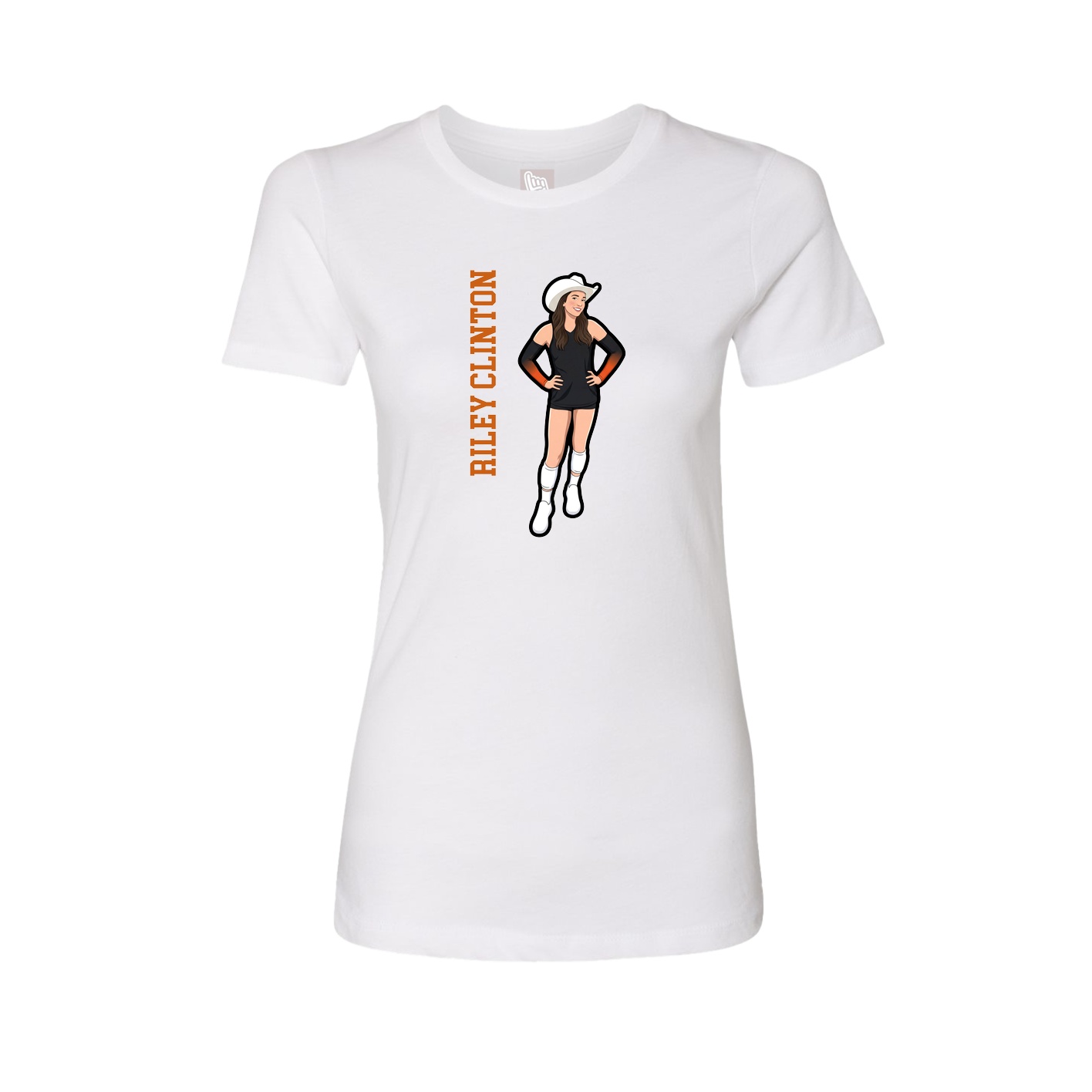 Fitted Women's Tee — Name Vertical in White
