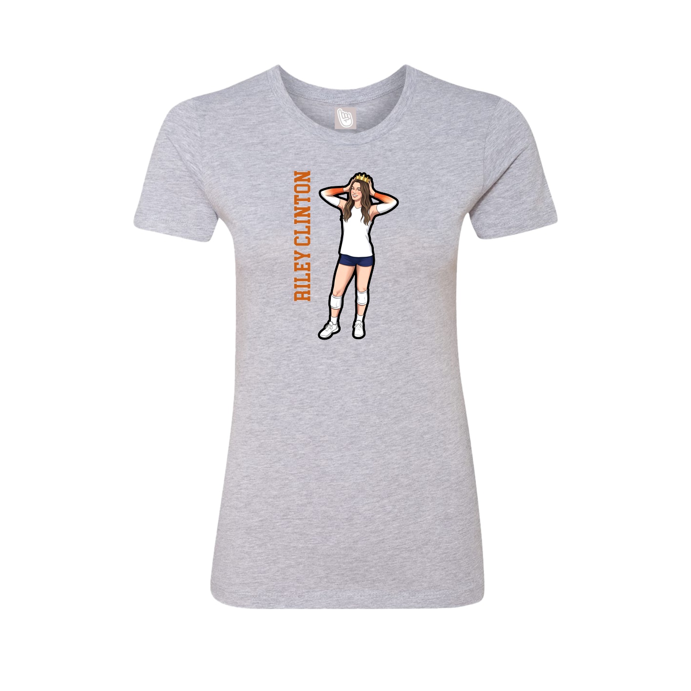 Fitted Women's Tee — Name Vertical in Grey