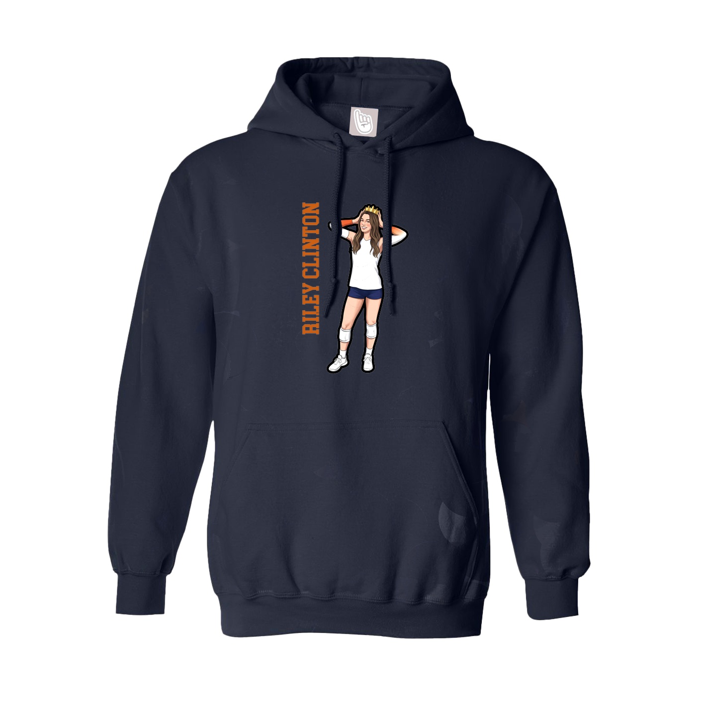Hoodie — Name Vertical in Navy