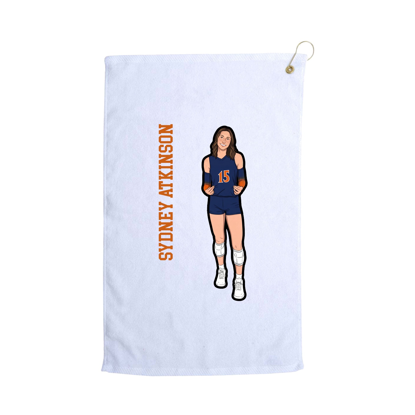 Golf Towel — Name Vertical in White