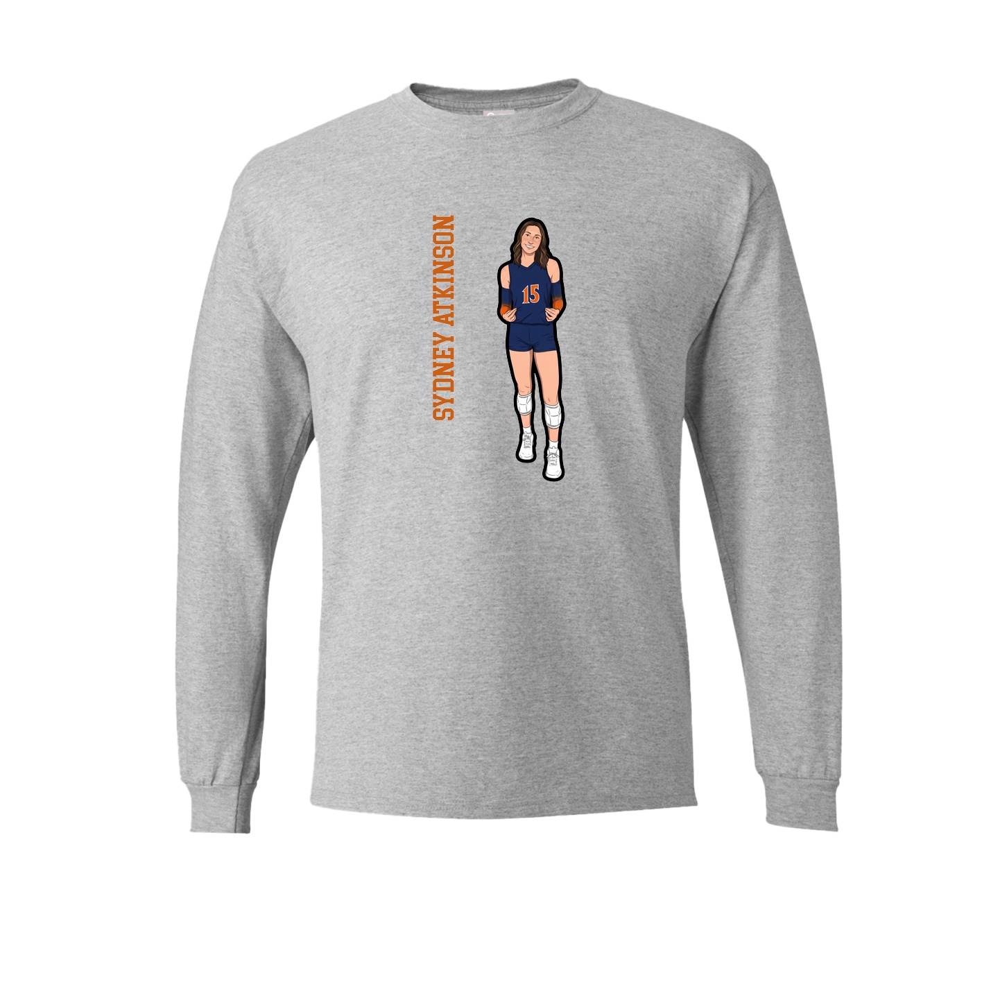 Long Sleeve Tee — Name Vertical in Grey