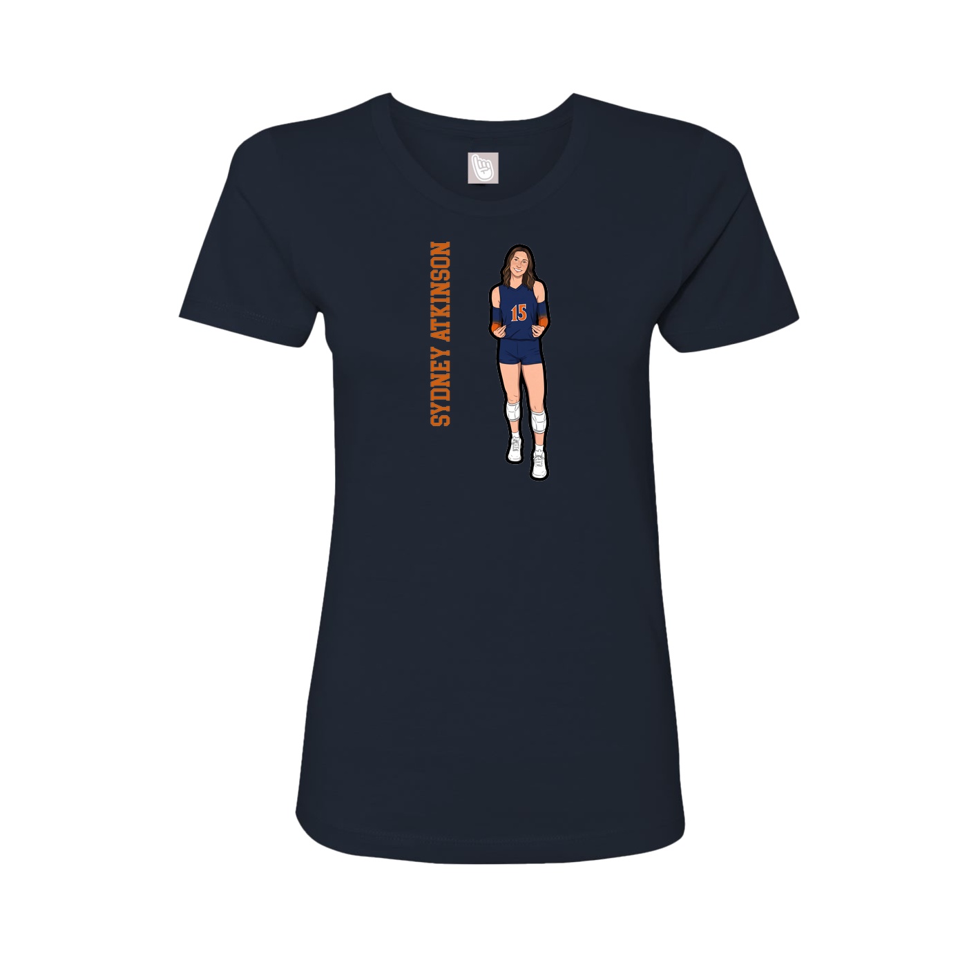 Fitted Women's Tee — Name Vertical in Navy