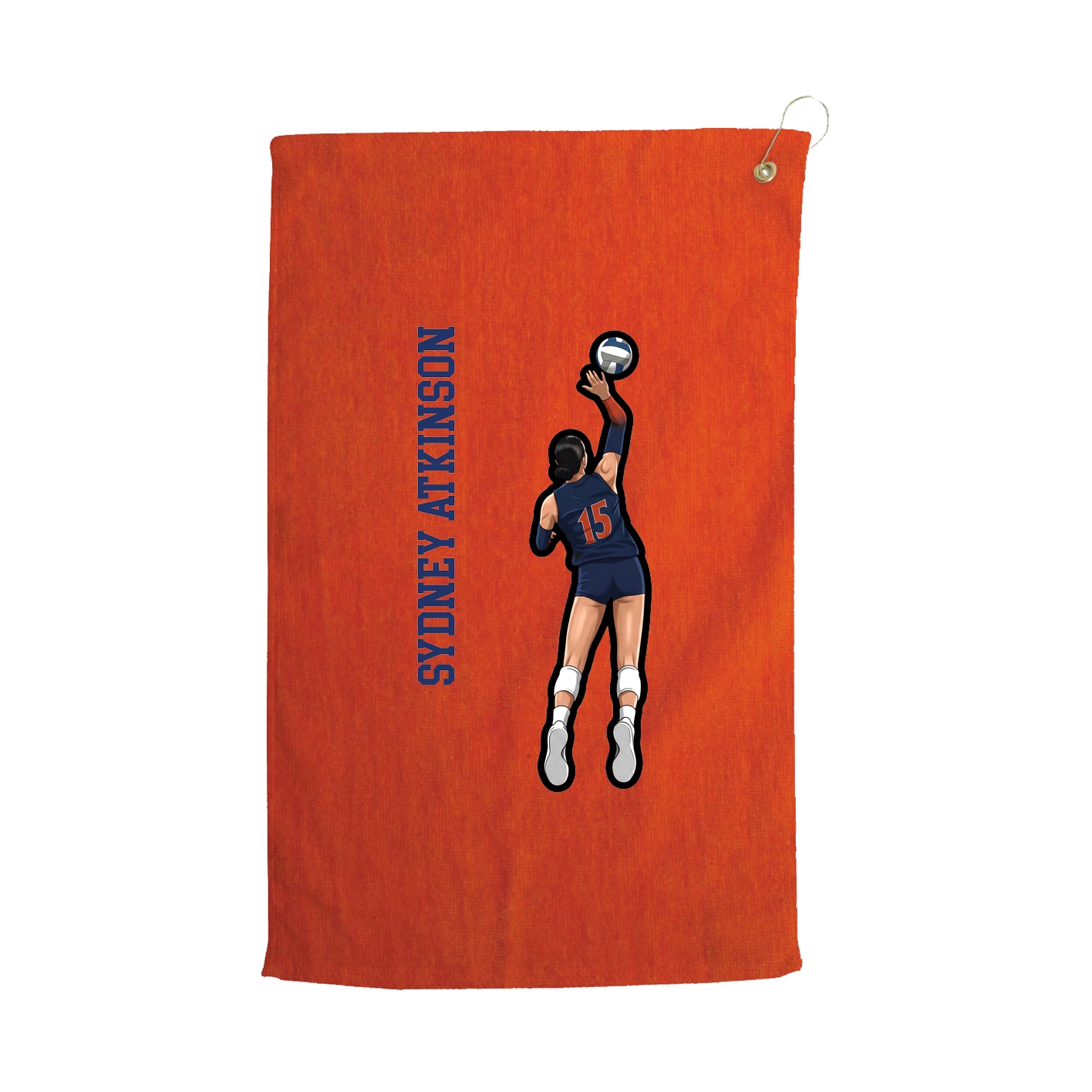 Golf Towel — Name Vertical in Orange