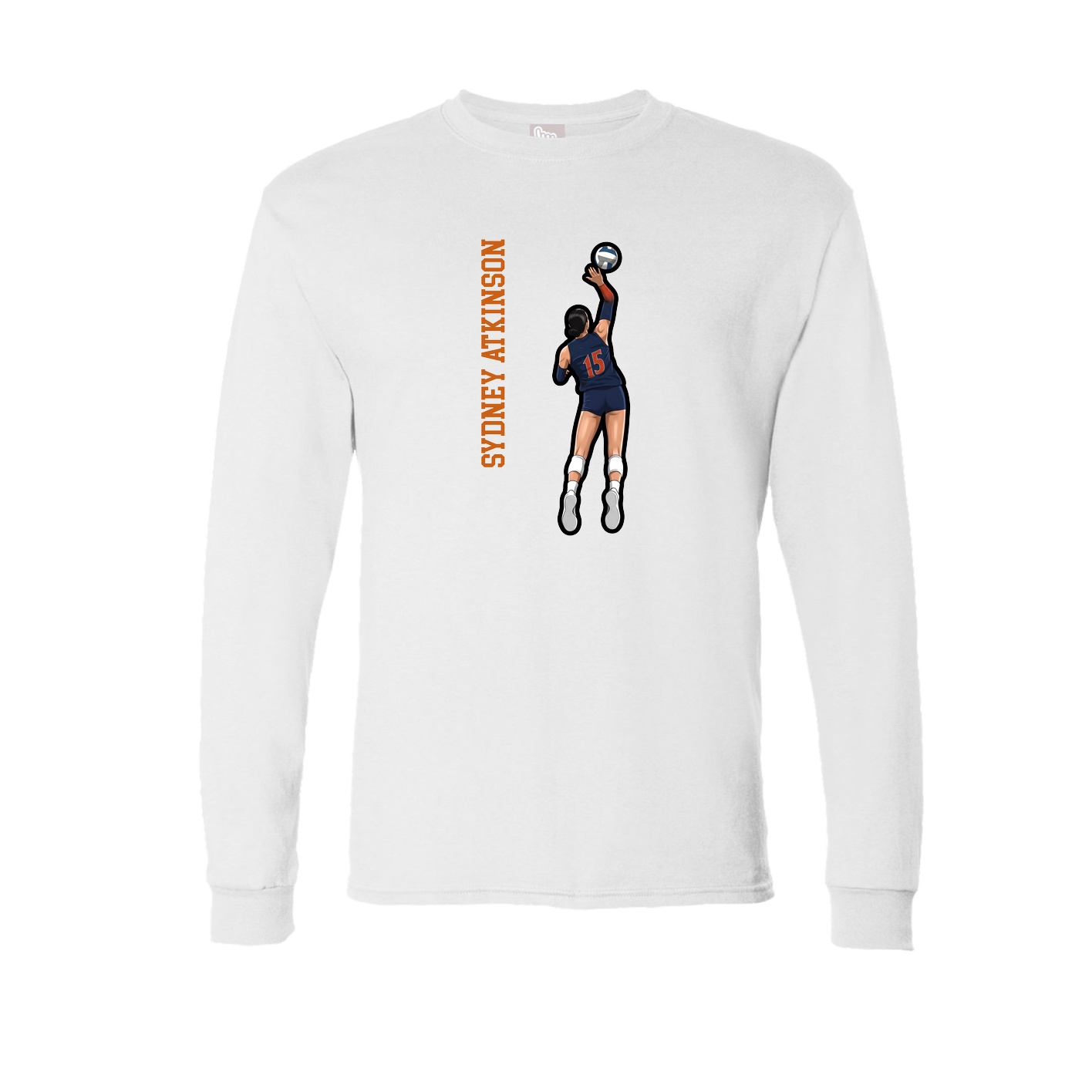 Long Sleeve Tee — Name Vertical in White