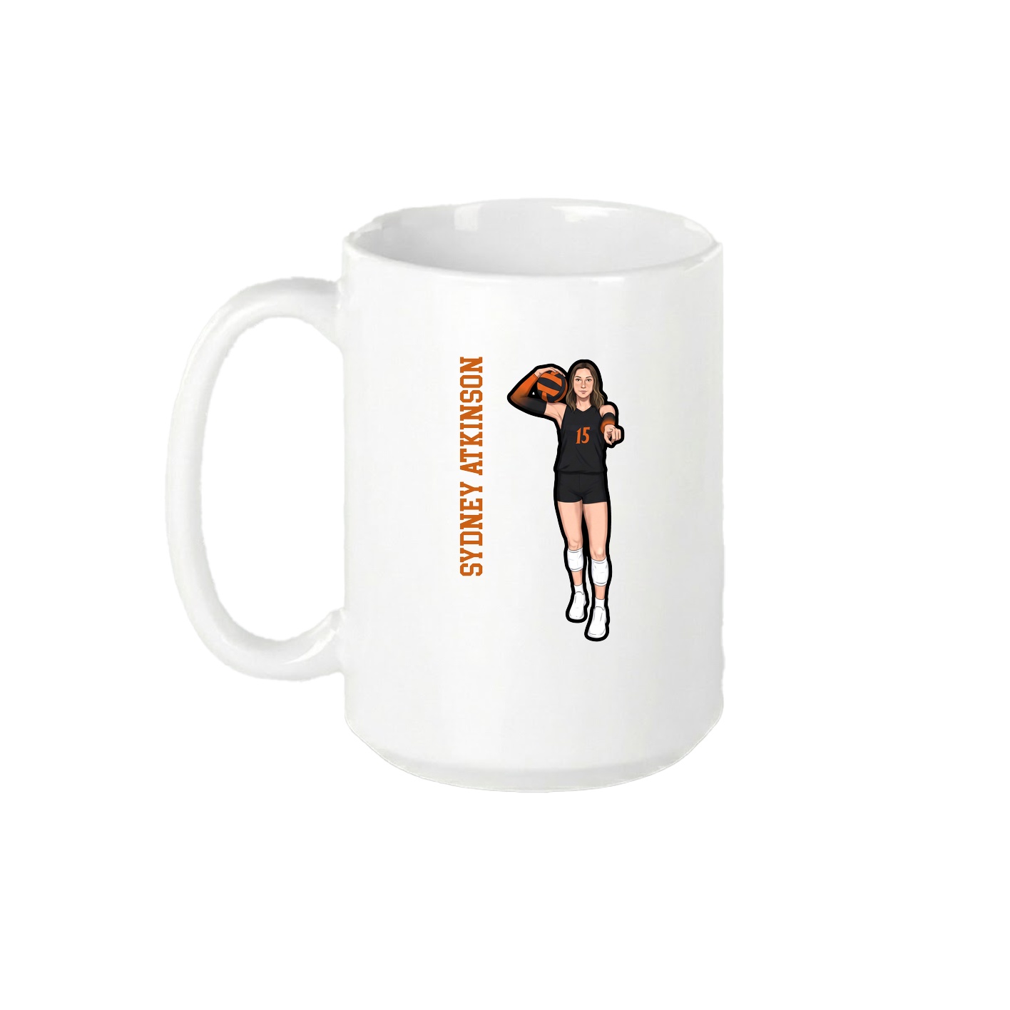 15oz Coffee Mug — Name Vertical in White