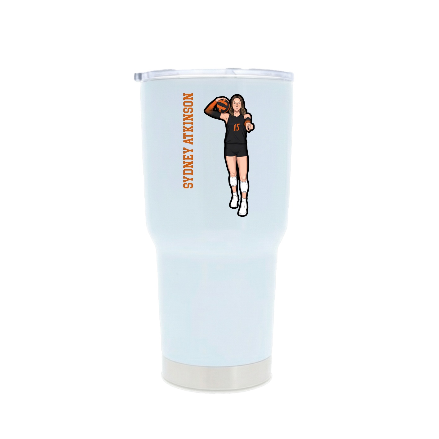 30oz Stainless Steel Tumbler — Name Vertical in White