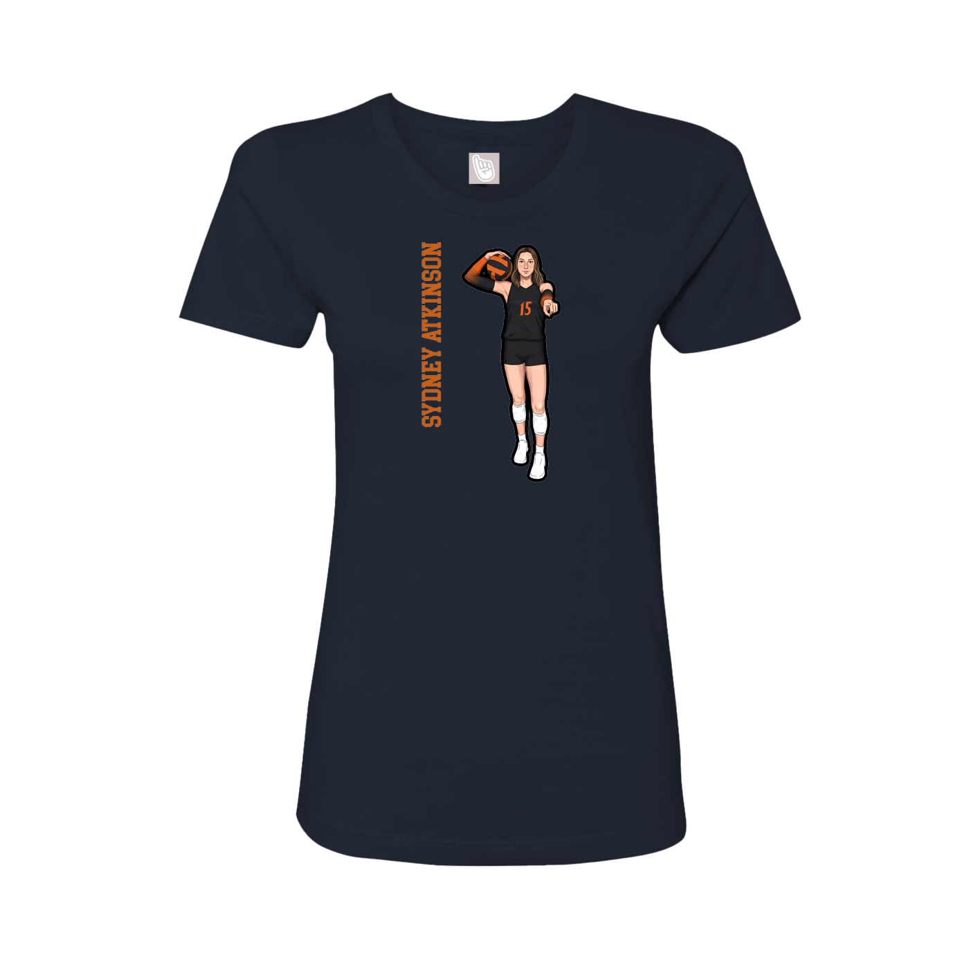 Fitted Women's Tee — Name Vertical in Navy
