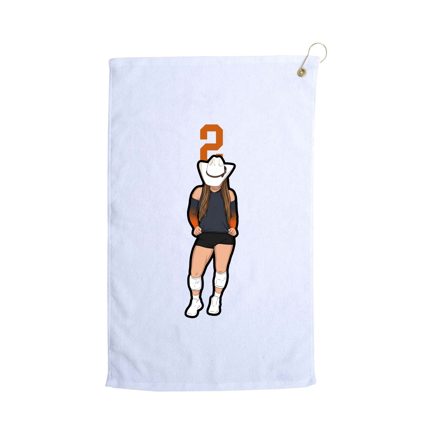 Golf Towel — Number Top in White
