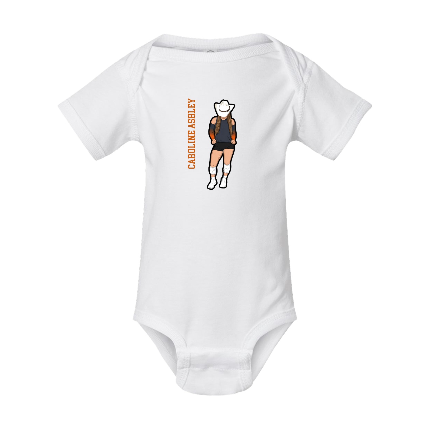 Baby Onesie — Name Vertical in White