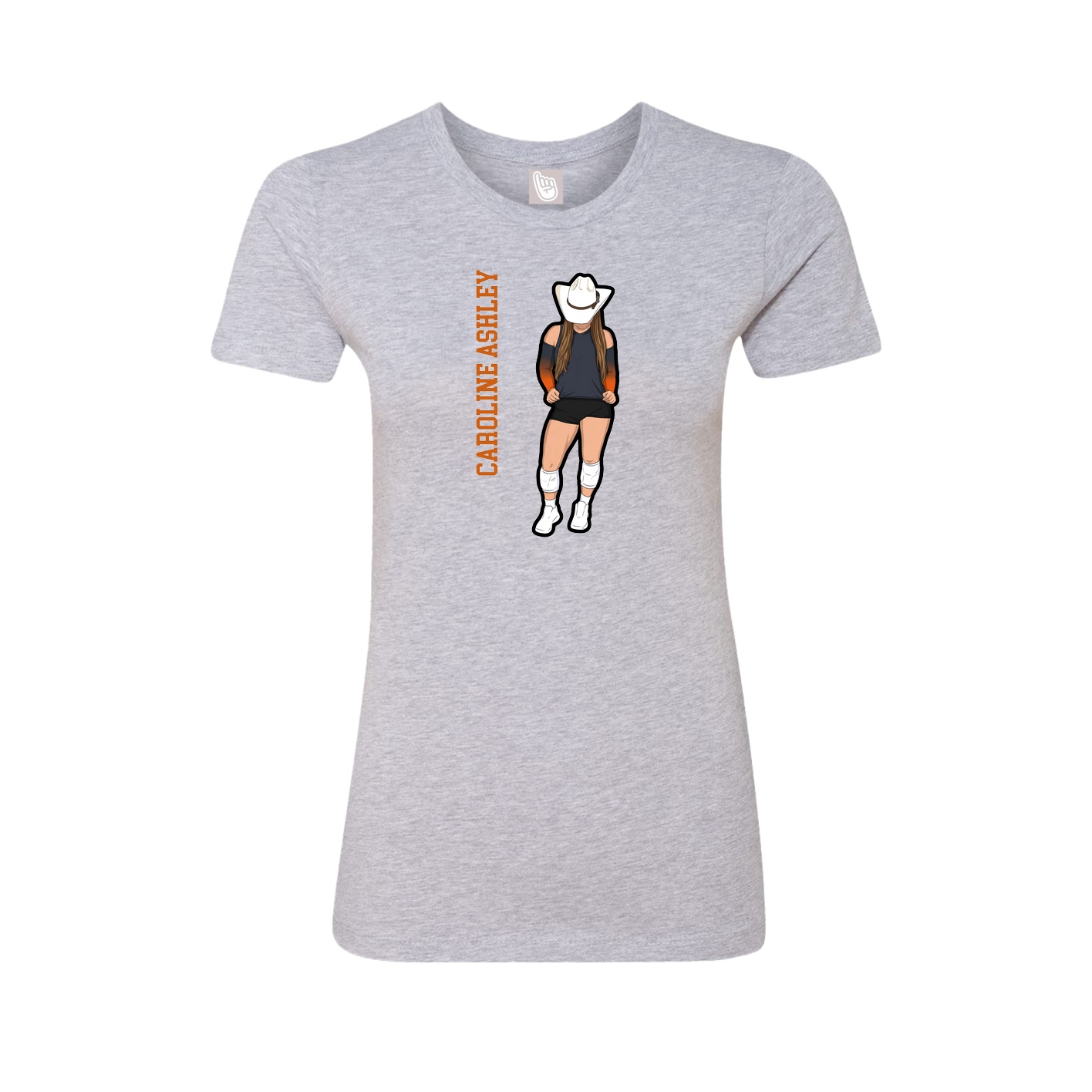 Fitted Women's Tee — Name Vertical in Grey