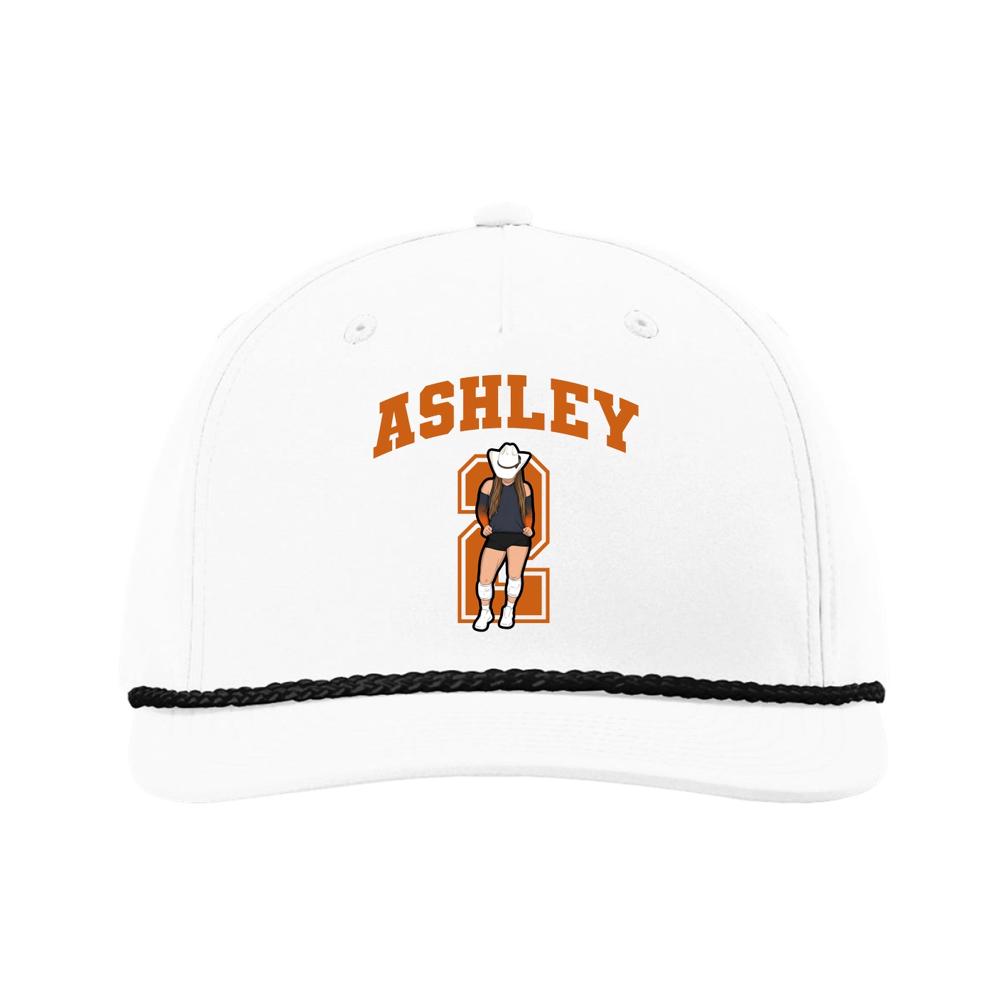 Five-Panel Classic Rope Cap — Number in White