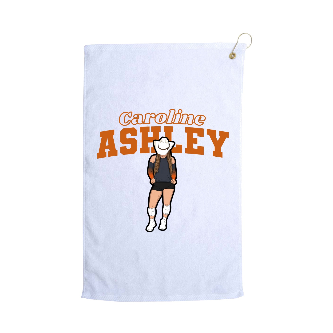 Golf Towel — Name Arch in White