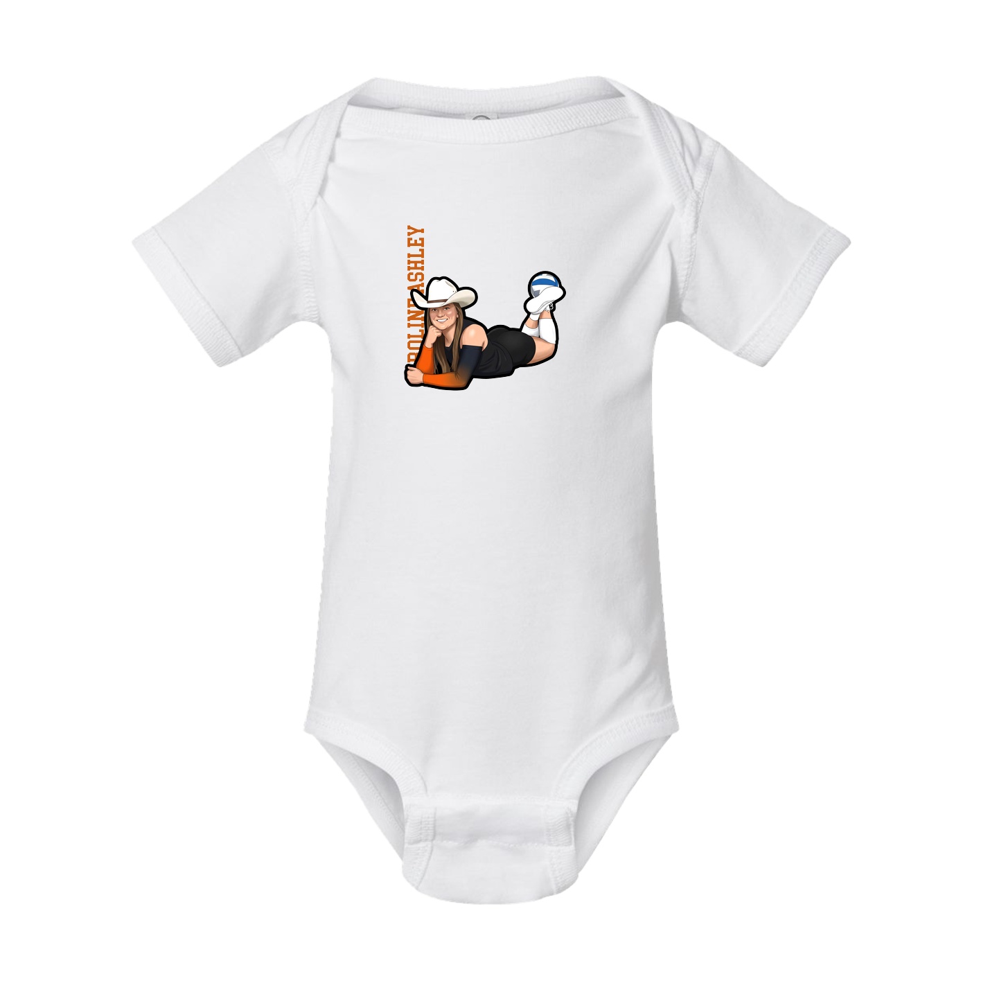 Baby Onesie — Name Vertical in White