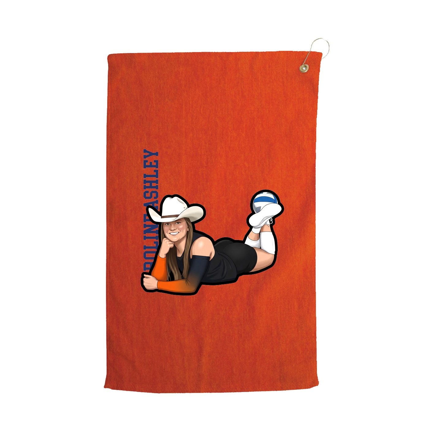 Golf Towel — Name Vertical in Orange