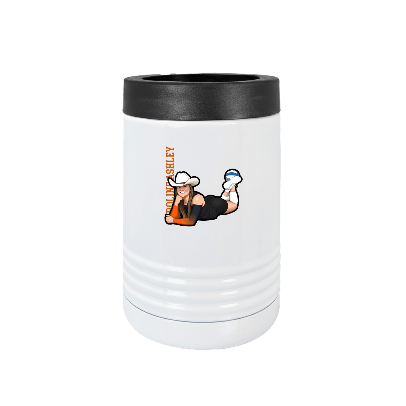 Beverage Holder — Name Vertical in White