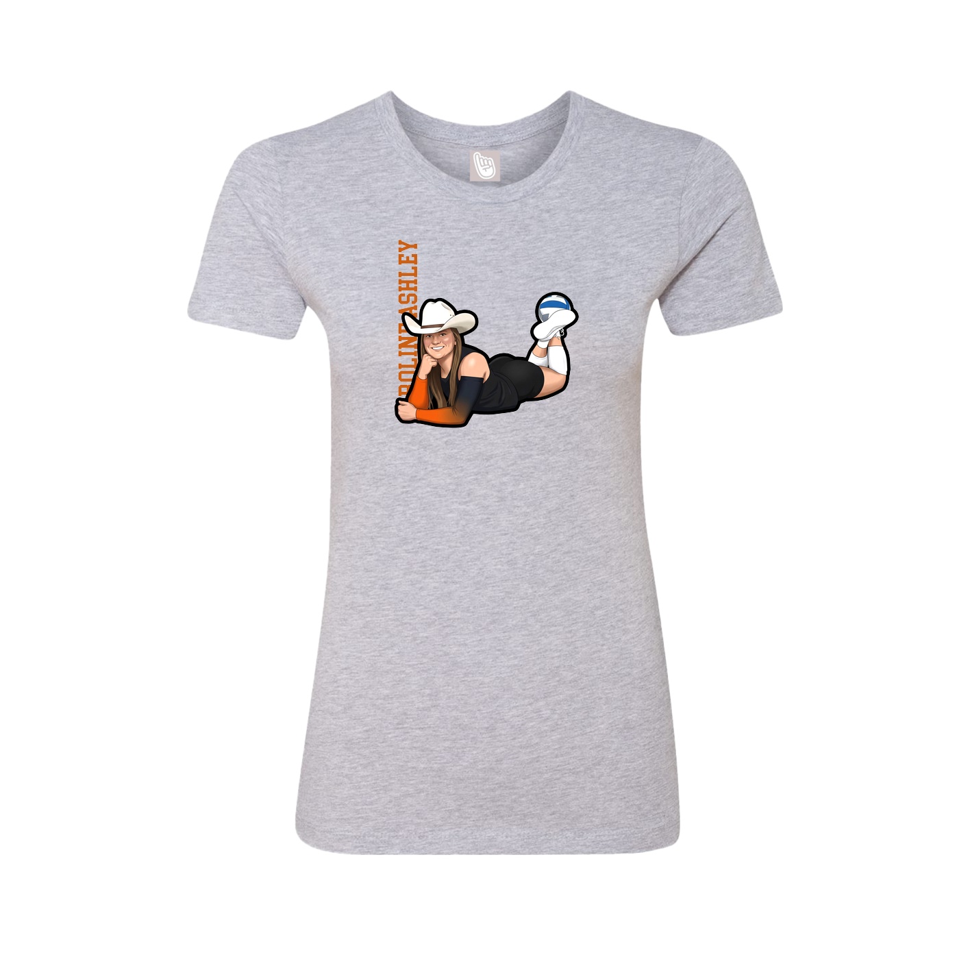 Womens Tee — Name Vertical in Grey