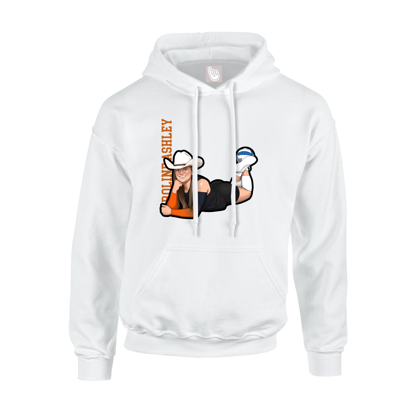 Youth Hoodie — Name Vertical in White
