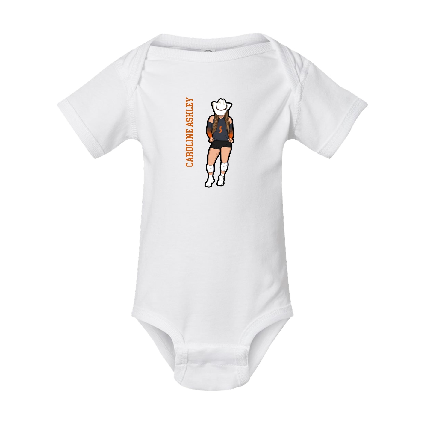 Baby Onesie — Name Vertical in White