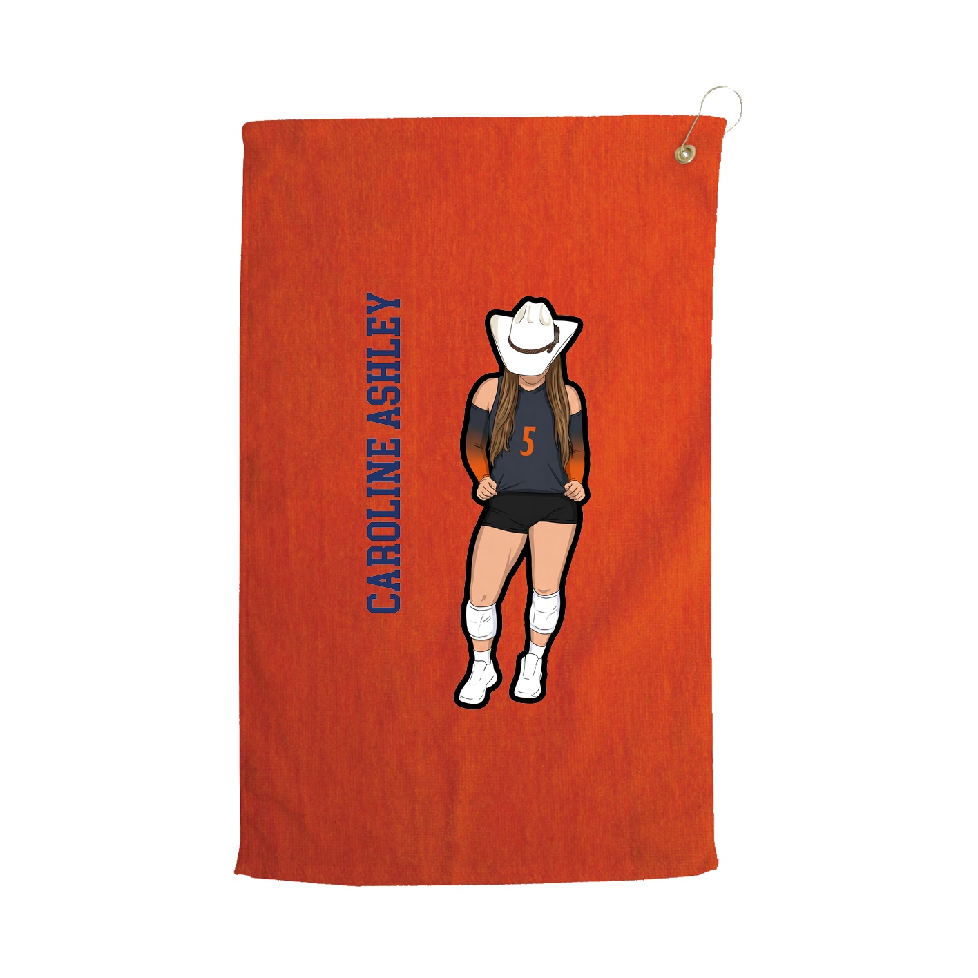 Golf Towel — Name Vertical in Orange