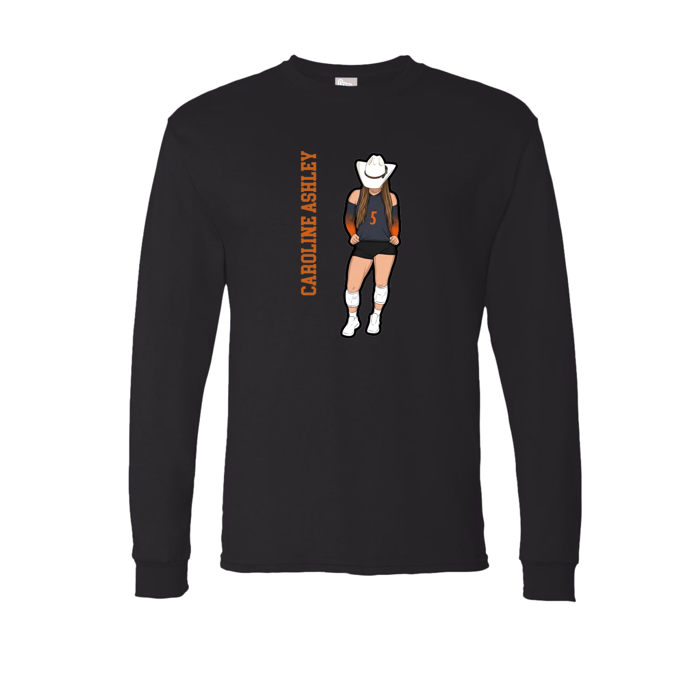 Long Sleeve Tee — Name Vertical in Black