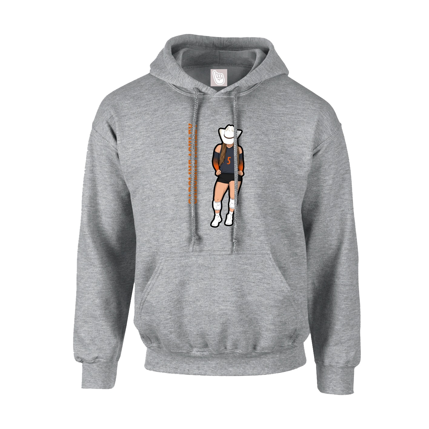 Hoodie — Name Vertical in Grey