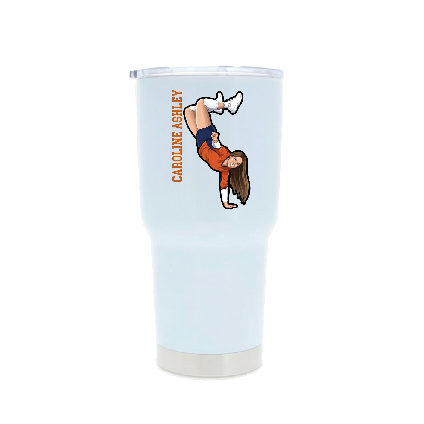 30oz Stainless Steel Tumbler — Name Vertical in White