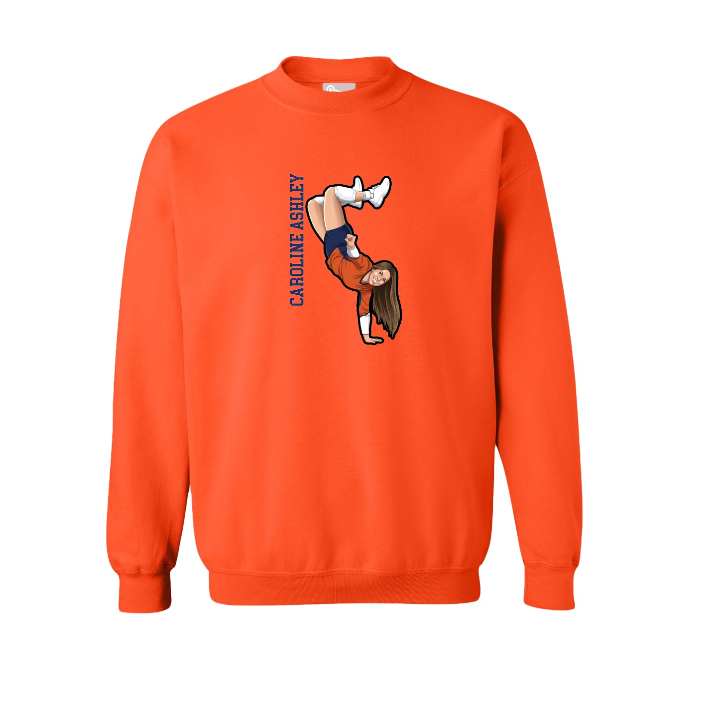 Fleece Crew — Name Vertical in Orange