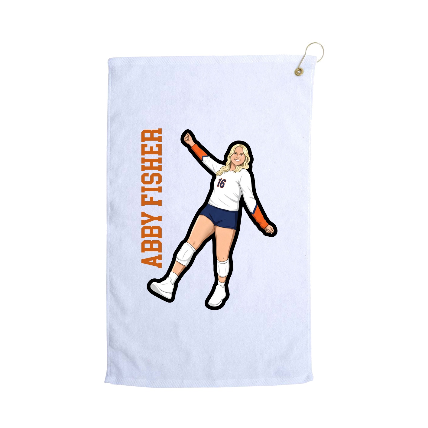 Golf Towel — Name Vertical in White