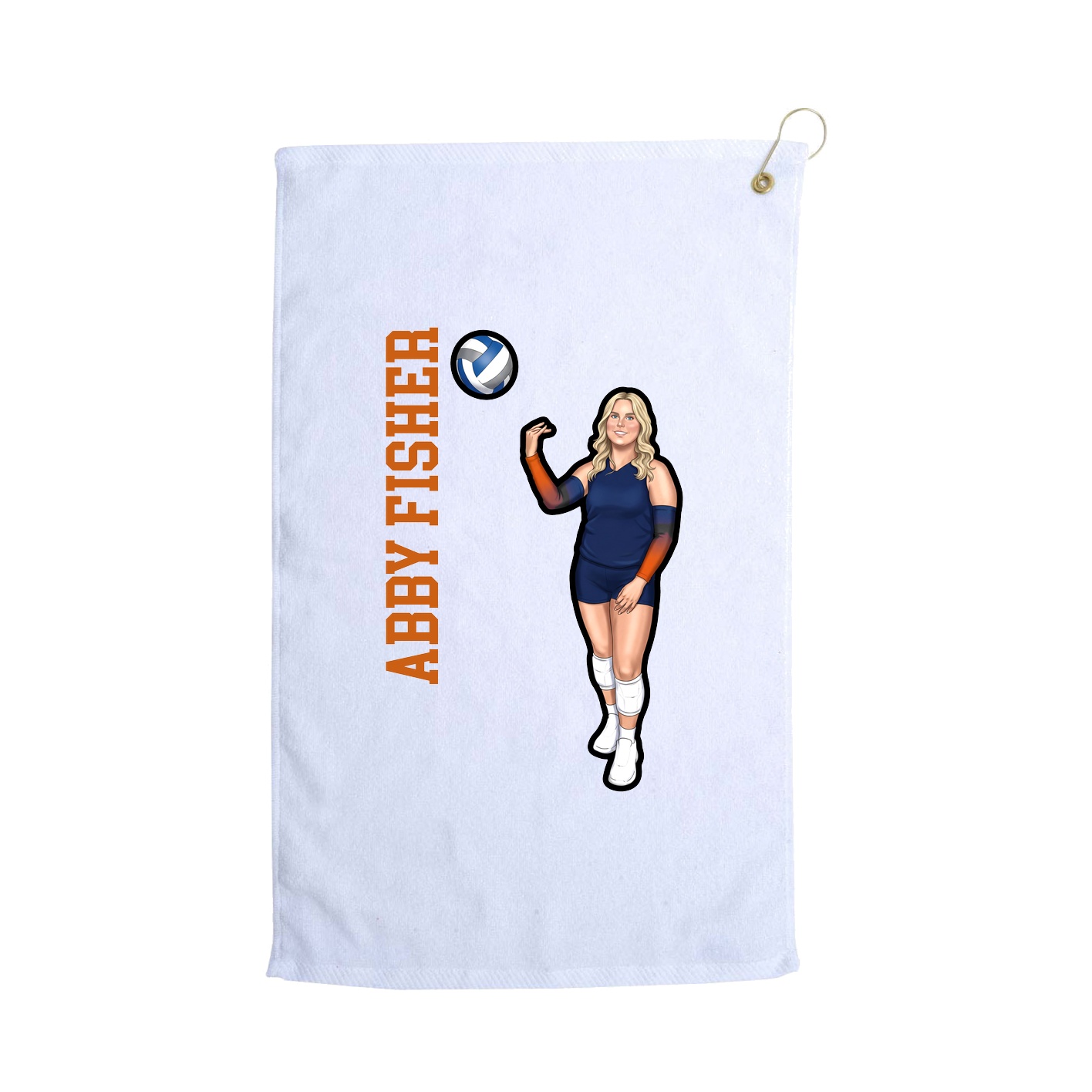 Golf Towel — Name Vertical in White
