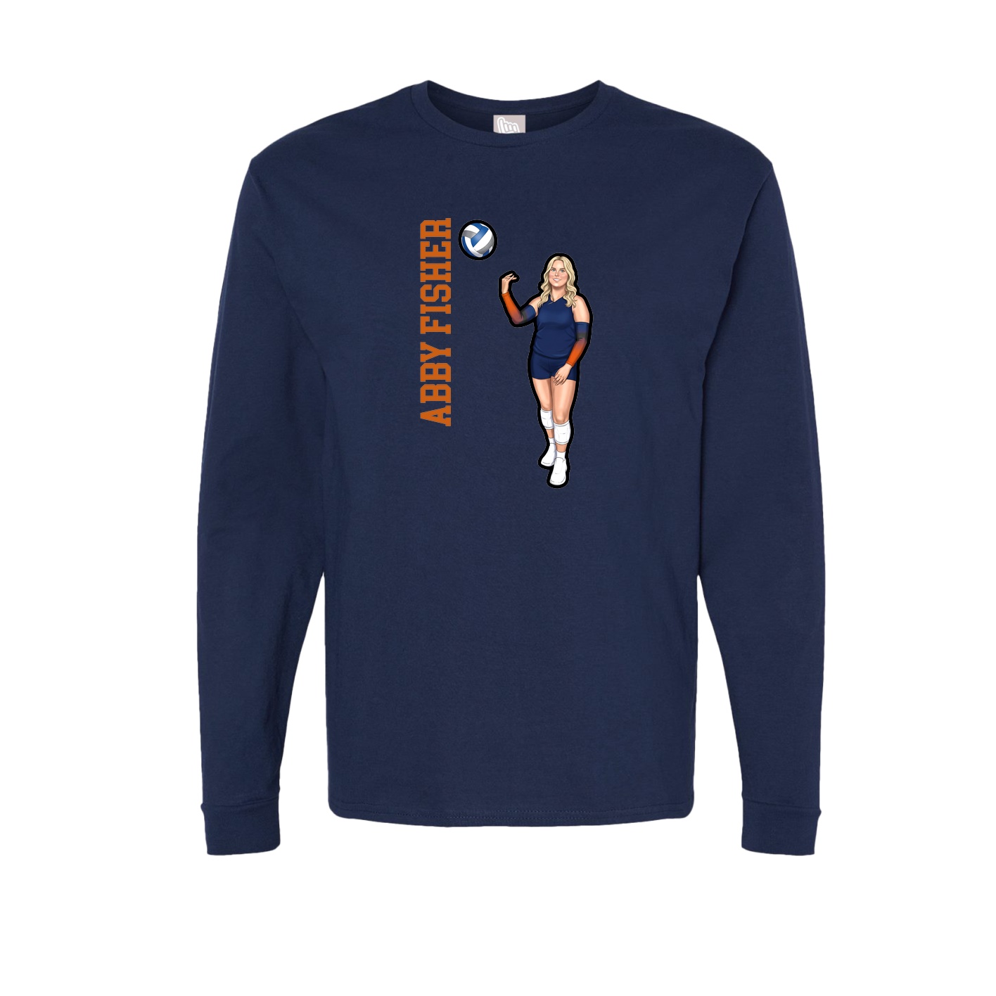 Long Sleeve Tee — Name Vertical in Navy