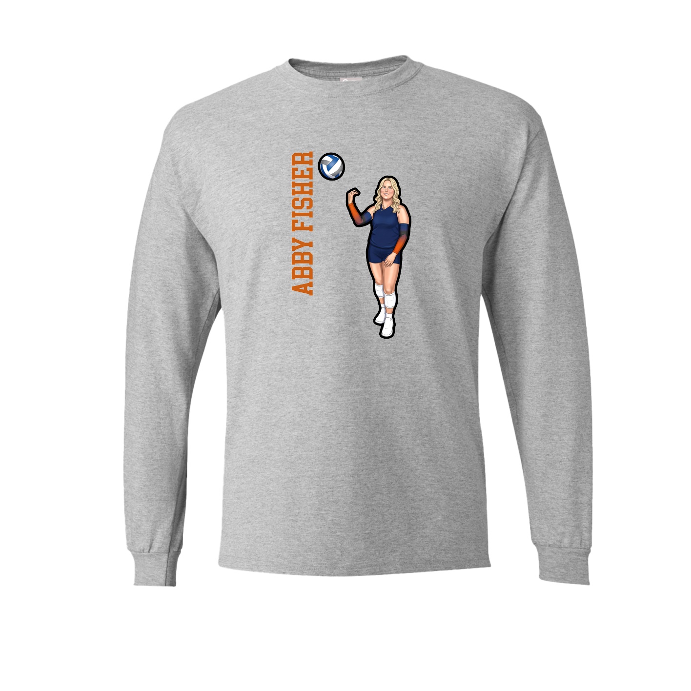 Long Sleeve Tee — Name Vertical in Grey