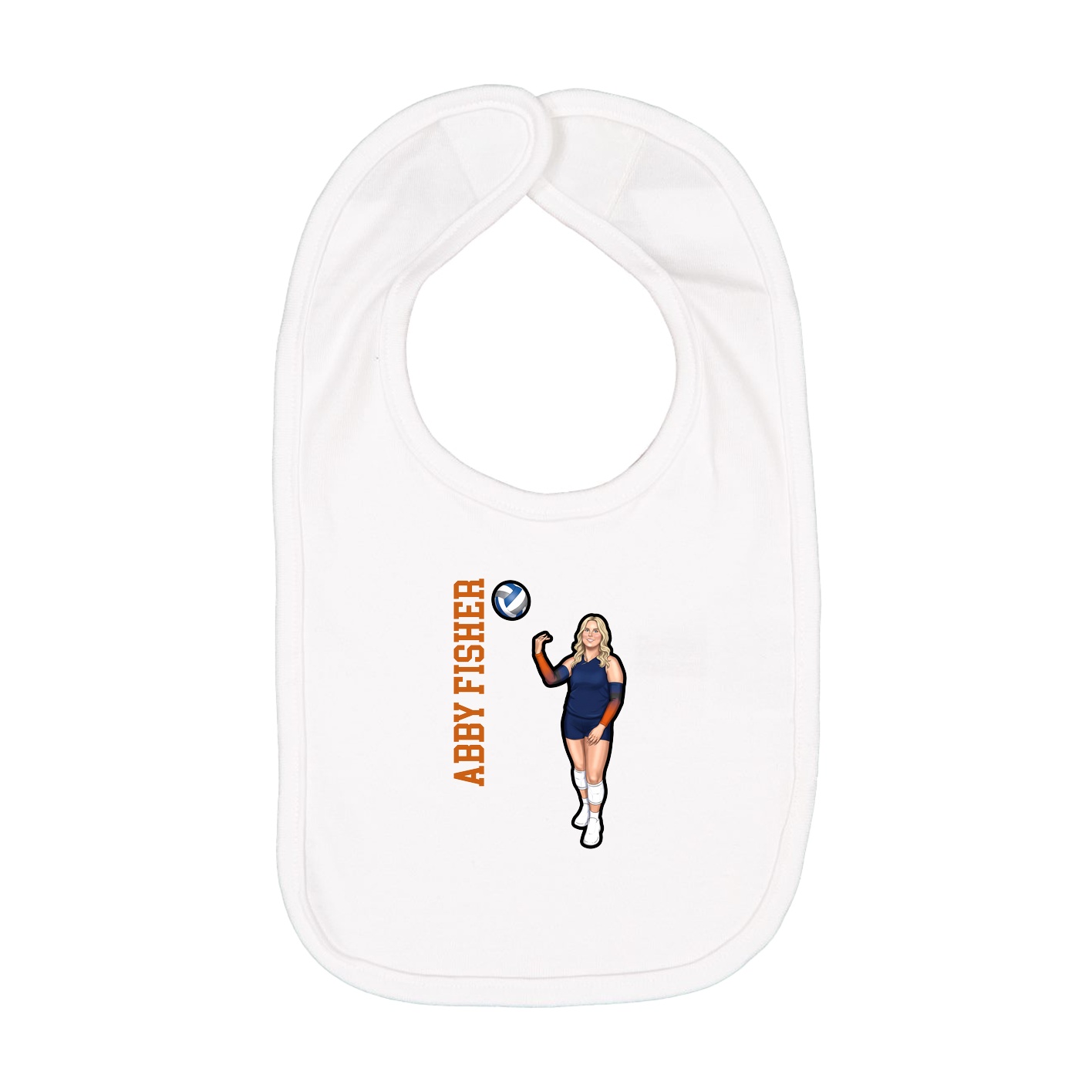 Infant Bib — Name Vertical in White