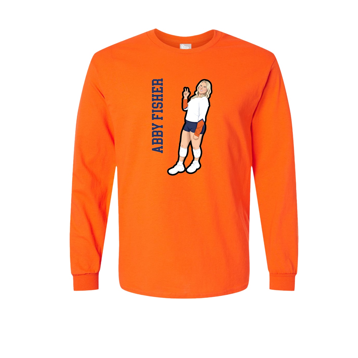 Long Sleeve Tee — Name Vertical in Orange