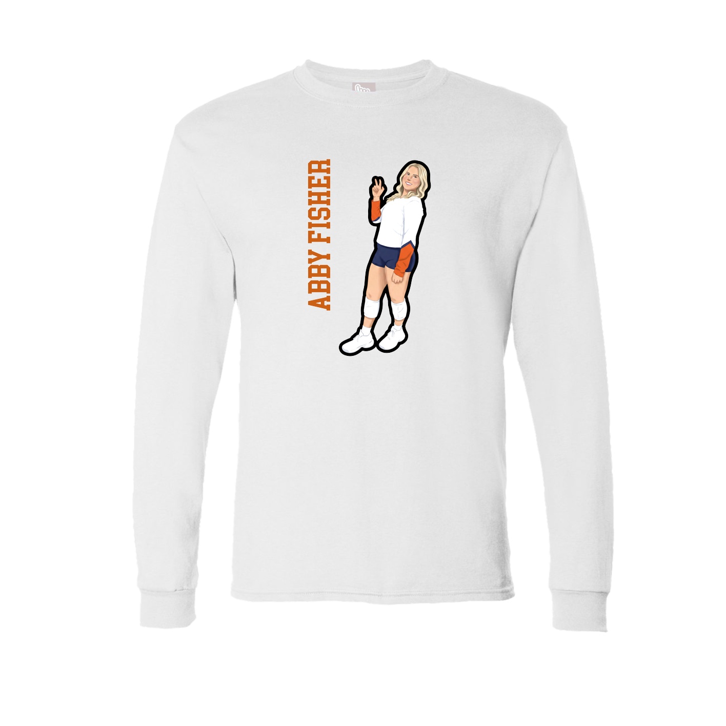 Long Sleeve Tee — Name Vertical in White