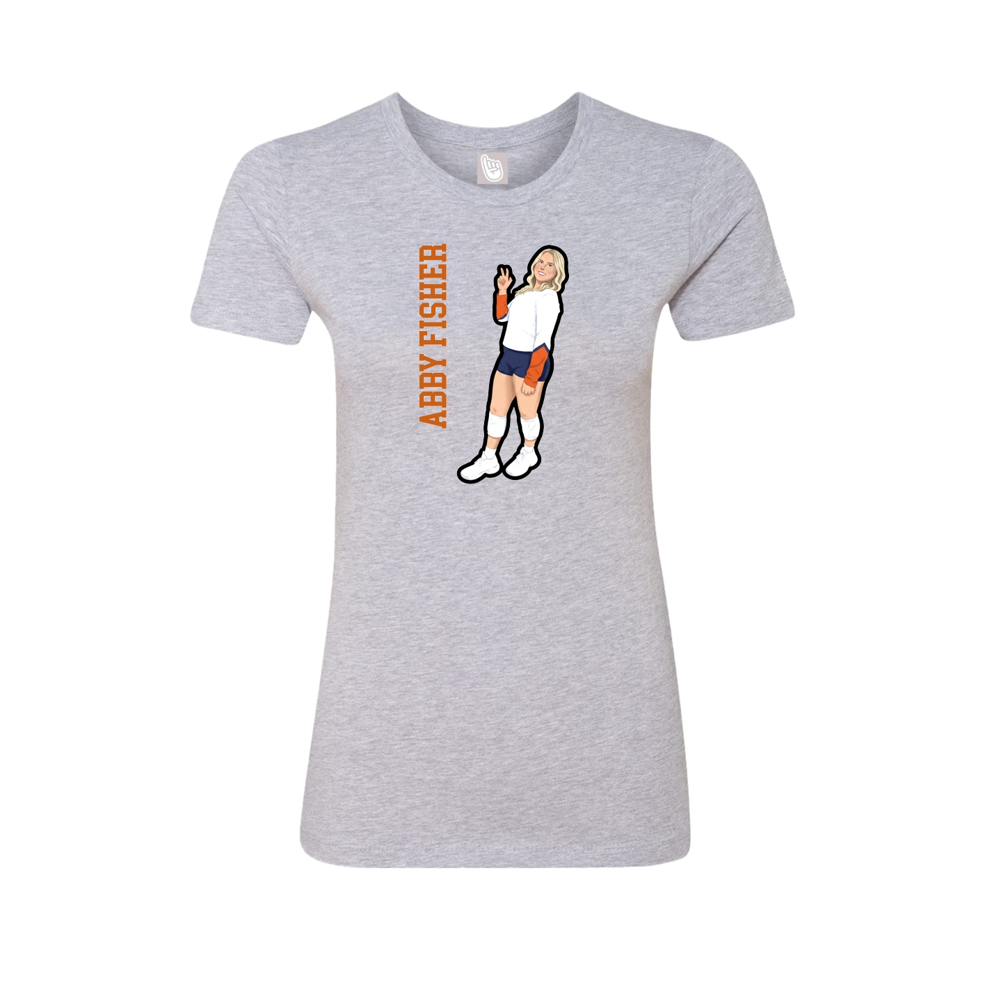 Fitted Women's Tee — Name Vertical in Grey