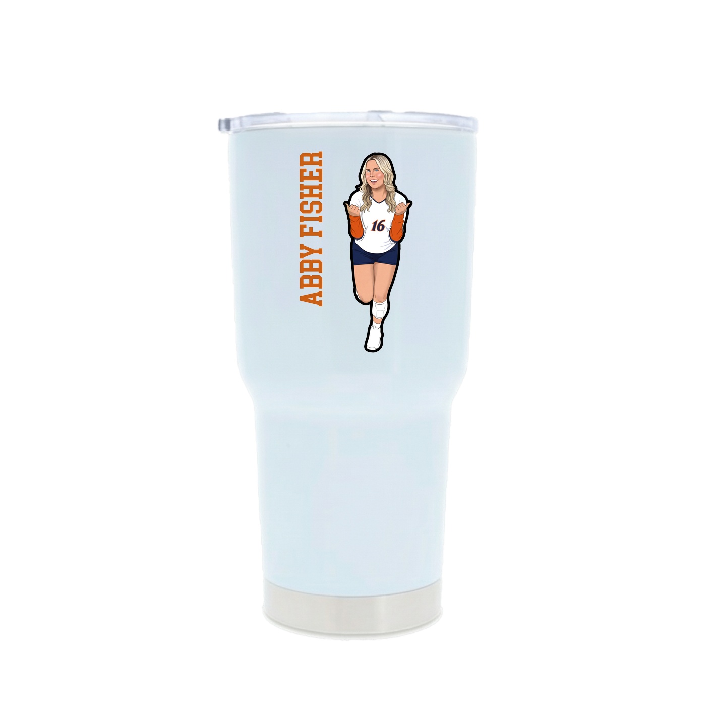 30oz Stainless Steel Tumbler — Name Vertical in White