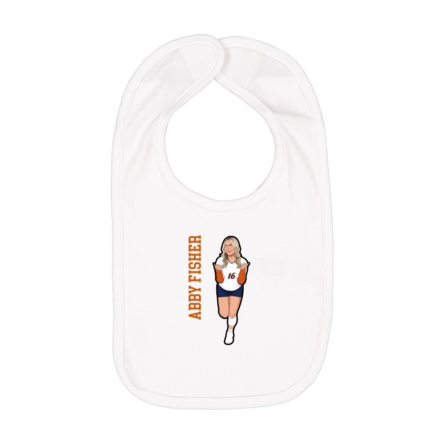 Infant Bib — Name Vertical in White