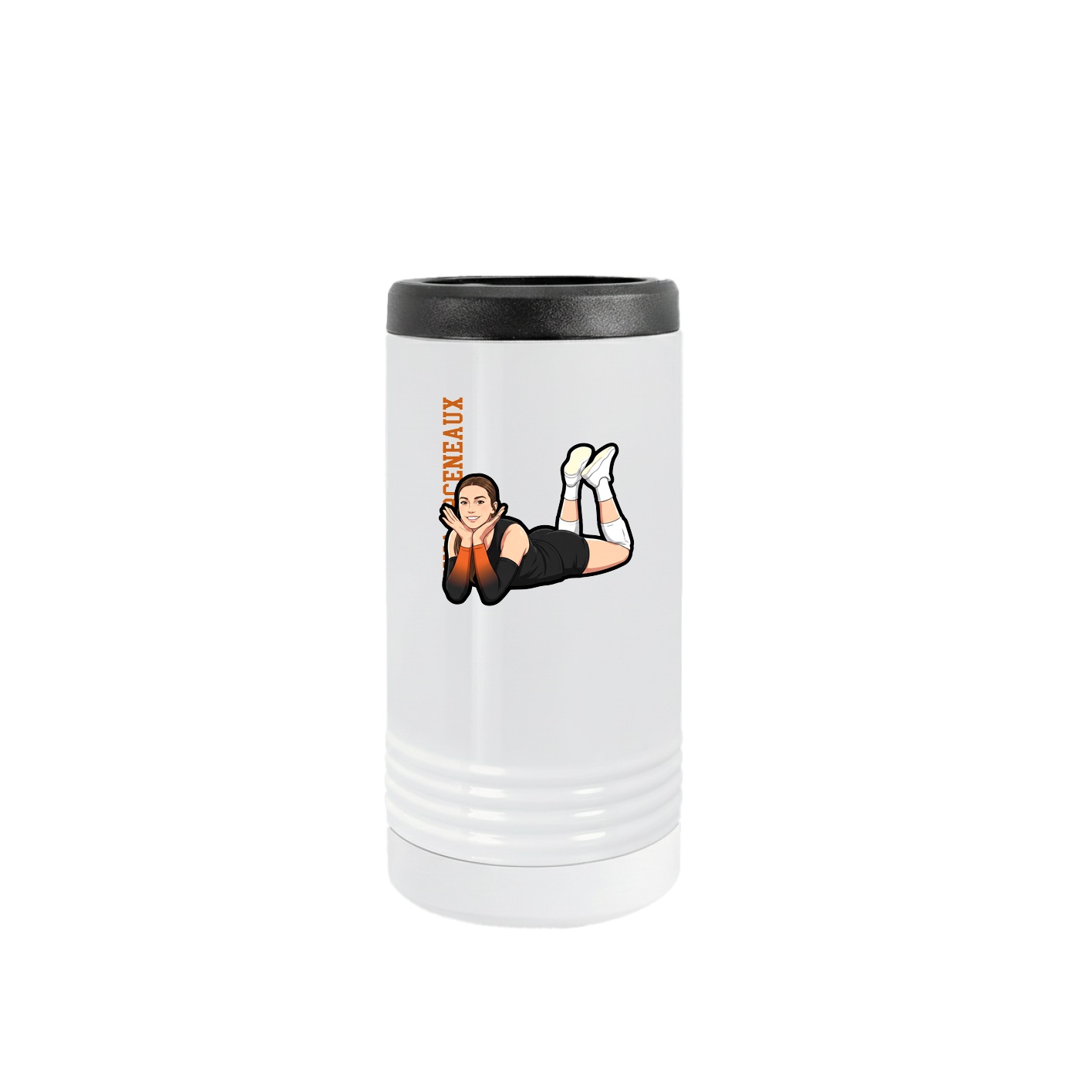 Slim Beverage Holder — Name Vertical in White