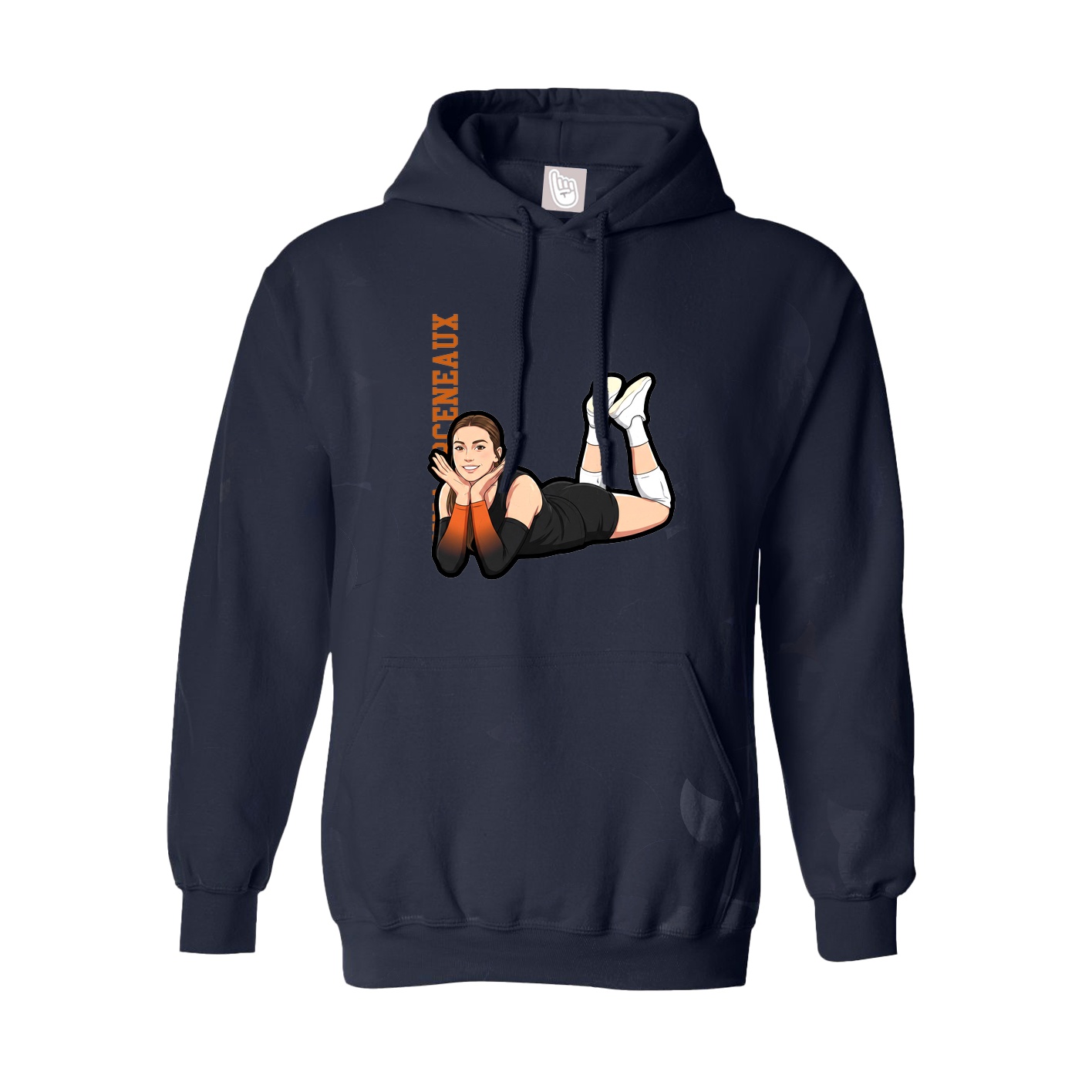 Hoodie — Name Vertical in Navy