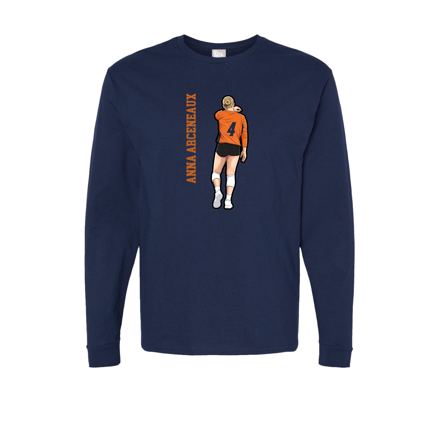 Long Sleeve Tee — Name Vertical in Navy