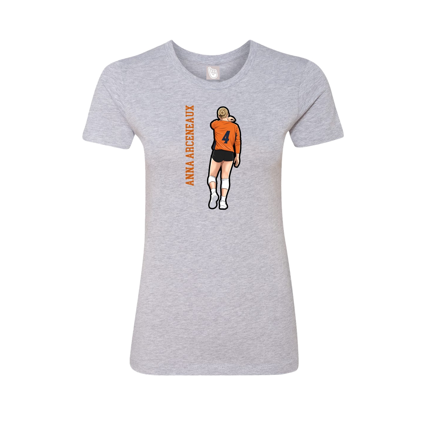 Womens Tee — Name Vertical in Grey