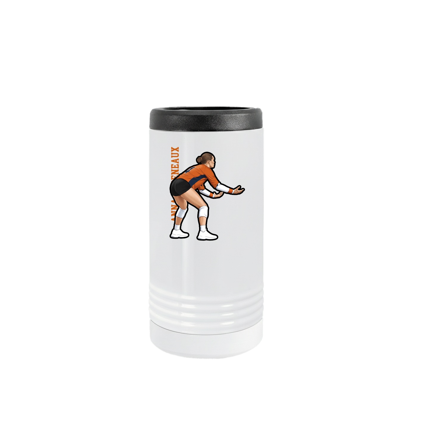 Slim Beverage Holder — Name Vertical in White